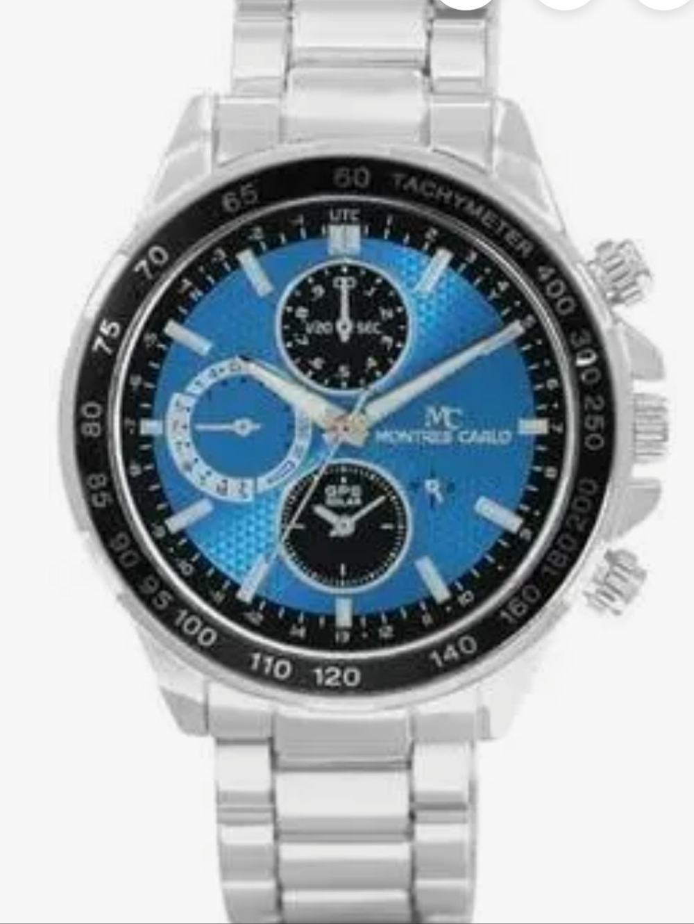 Montres Carlo Chronographic Mens Wristwatch with Silver Tone Case